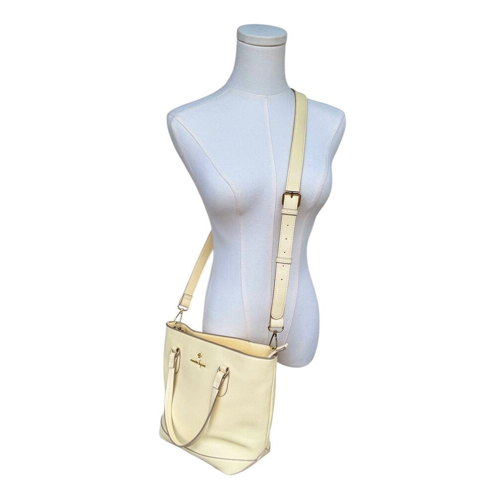 Nanette Lepore Butter Yellow Pebbled Leather Tote Shoulder Crossbody NWOT - Picture 9 of 12